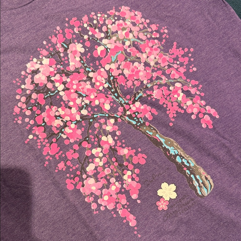District Purple Tee with Pink Tree Design (BD) - Picture 2 of 5